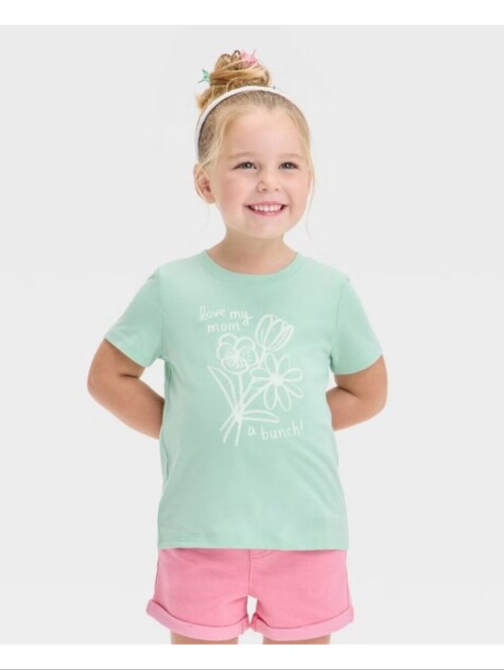 New Cat & Jack Girls' Mint Green 'Love My Mom' Graphic Tee